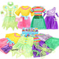 Teuevayl Little Girl Dress Up Trunk Set, 20Pcs Girls Pretend Play Princess Role Play Costumes Set, Singer, Princess, Fairy Costu