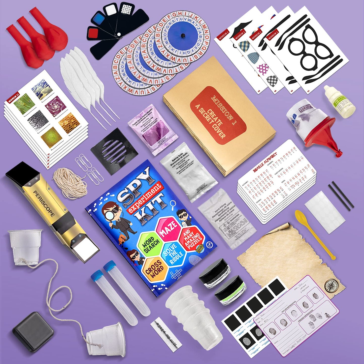 Kids Spy Kit, Explore 15 Secret Missions & Create 14 Detective Gadgets - Birthday For 7, 8,9,10 Year-Old Boy