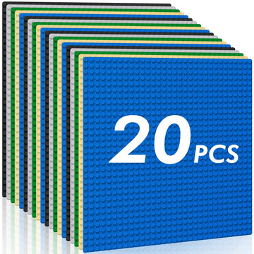 Pokiiulk Classic Baseplates Building Plates-Pack Of 20 Large 10'' X 10'' Building Bricks Compatible With All Major Brands,Perfec