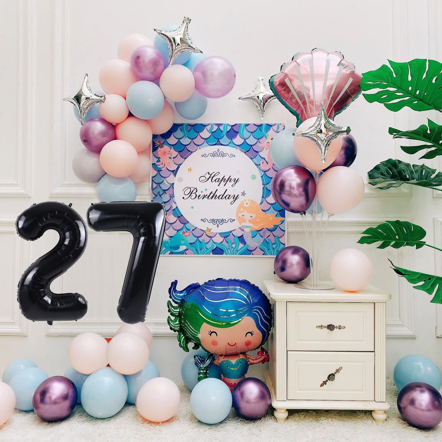 Smlpuame 40 Inch Number Balloon 0-9 Black Large Number 27 Balloons,Digital Balloons For Birthday Party Celebration Decorations S