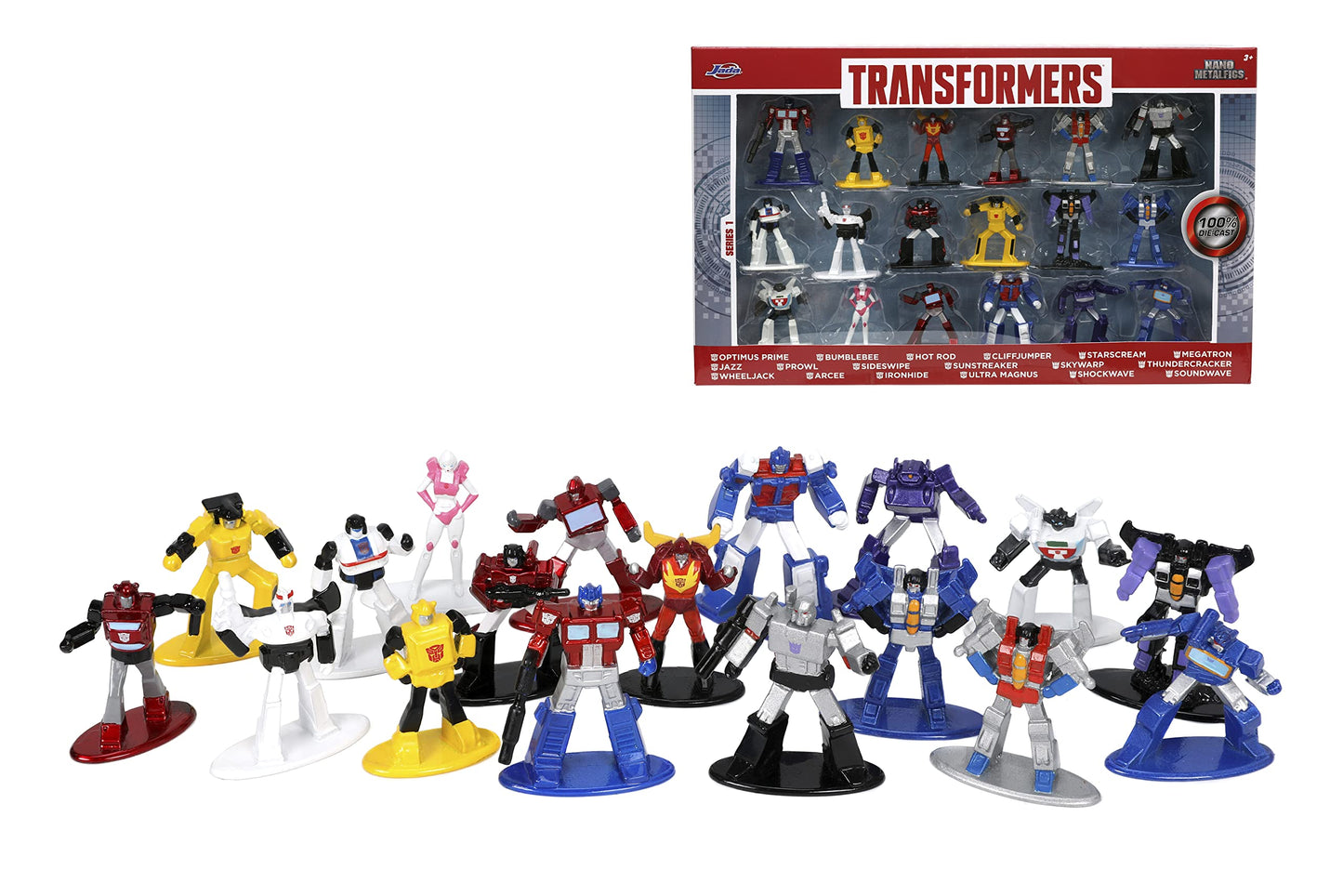 Jada Toys Transformers Nano METALFIGS 18 Pack - Multi-color Metal Collectibles, Model JNF33452