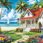 Jigsaw Puzzles for mature-themeds 1000 Piece Puzzle for mature-themeds 1000 Pieces Puzzle 1000 Pieces-Summer Beach Vacation -Surfing  Coconut Trees  Wooden Houses