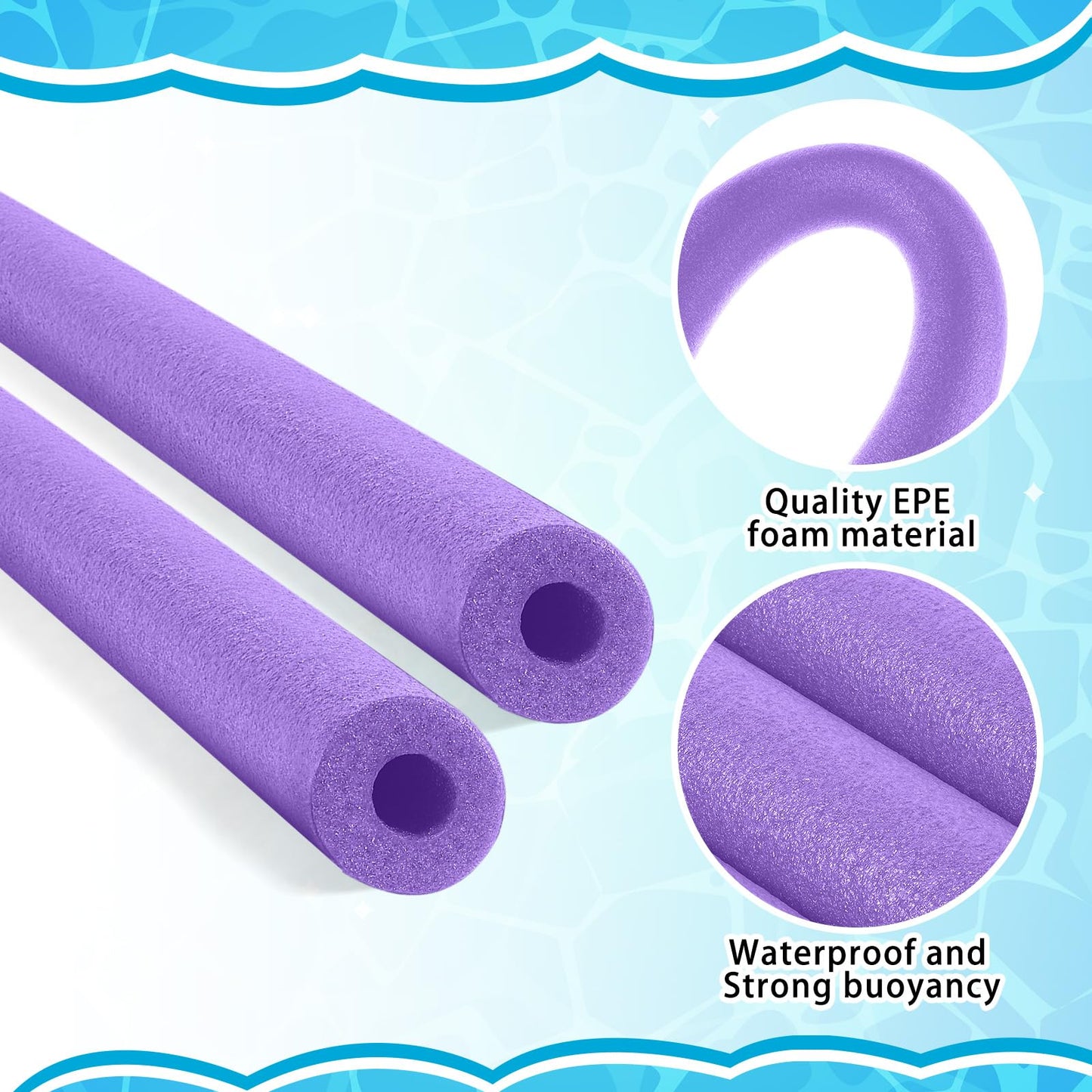 Hanaive 2 Pack Pool Noodles 52 Inch Foam Pool Swim Noodles Hollow Foam Noodle for Swimming Floats DIY Floating Craft Projects (P