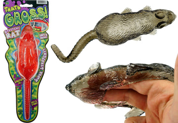 JA-RU Sticky Stretchy Rubber Rat Toys (1 Rat Toy) Squishy Sticky Fidget Toys for Kids. Funny Halloween Pranks, Joke, & Gag Gift.