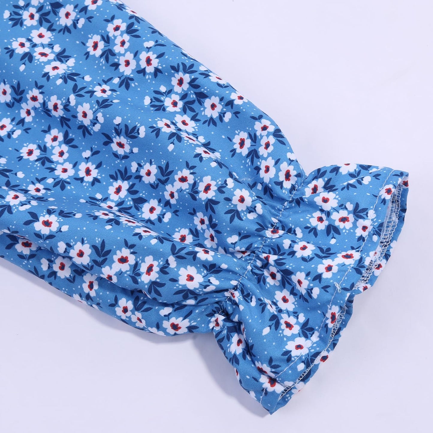 Rayekrot Girls Pioneer Costume Girls Colonial Costume Kids Floral Prairie Dress with Apron and Bonnet Blue (7-8 Years)