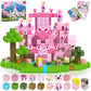 Magnetic Blocks - 100PCS Magnetic Building Block for Kids, Pink Princess Castle Magnet Cubes Sets, Princess Toys for Girls Ages 