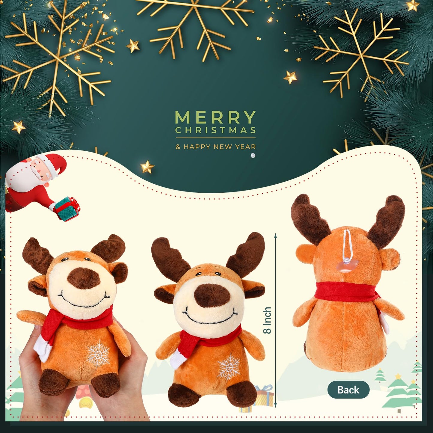 Liliful 16 Pack 8 Inch Stuffed Deer Toys, Xmas Plush Elk With Red Scarf, Stuffed Animal Gifts For Boys Girls, Christmas Decorati