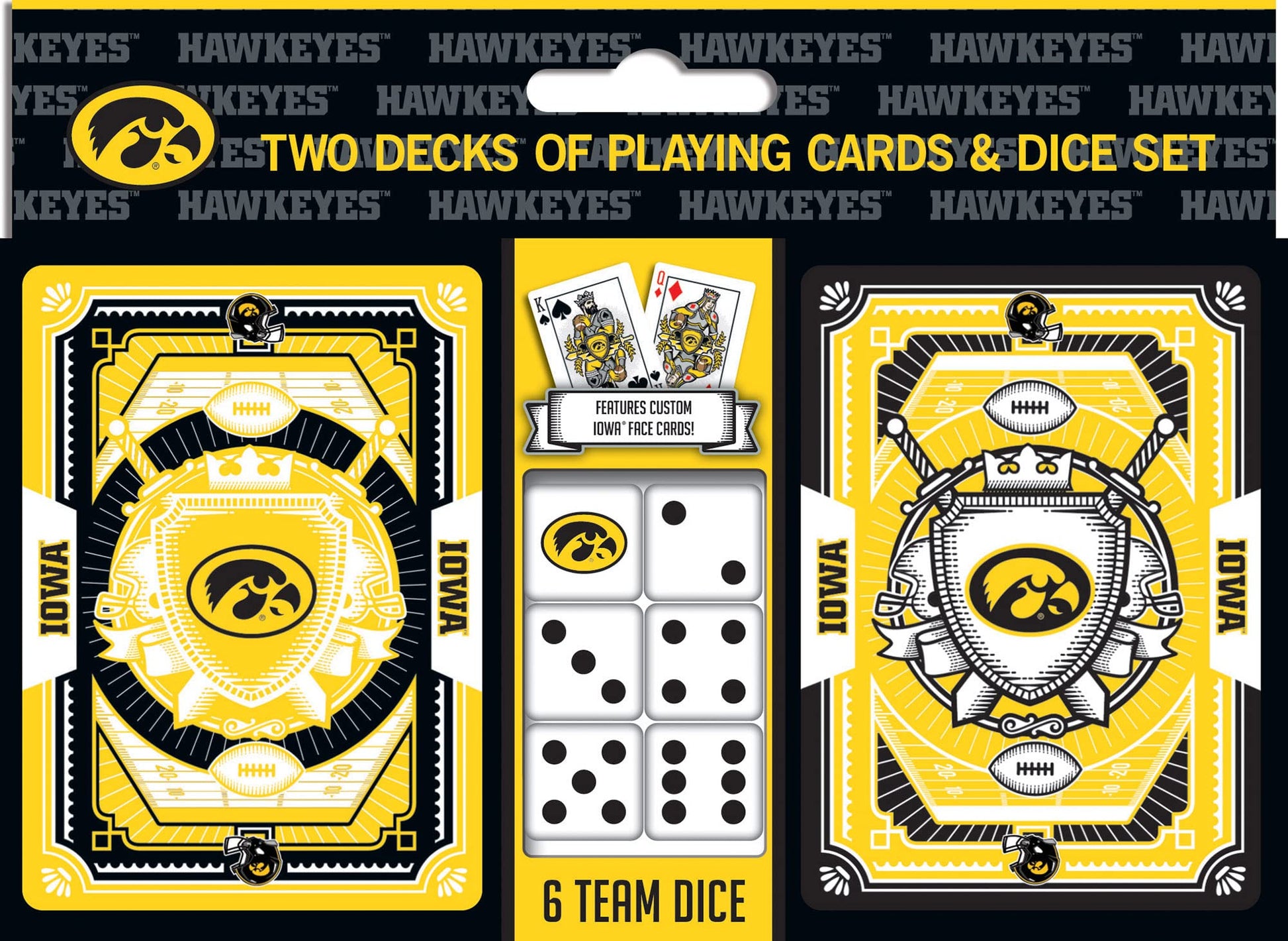 Masterpieces Game Day - NCAA Iowa Hawkeyes 2-Pack Playing Cards & Dice Pack - Officially Licensed Set for mature-themeds and Family