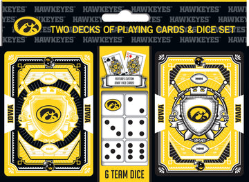 Masterpieces Game Day - NCAA Iowa Hawkeyes 2-Pack Playing Cards & Dice Pack - Officially Licensed Set for mature-themeds and Family