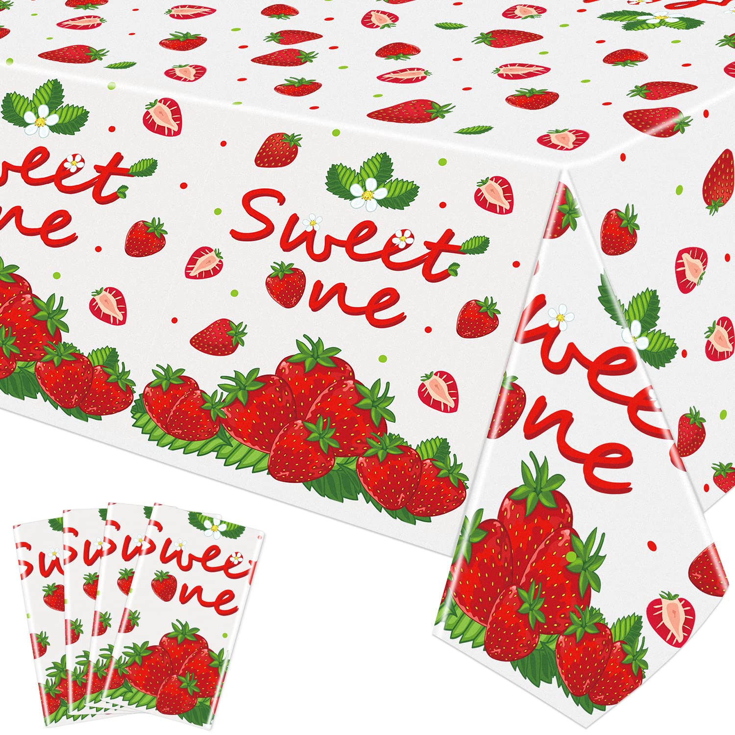 4 Pack Strawberry Tablecloth 51 X 86 Inch Strawberry Tablecloth Strawberry Party Tablecloth Strawberry Birthday Party Table Clot
