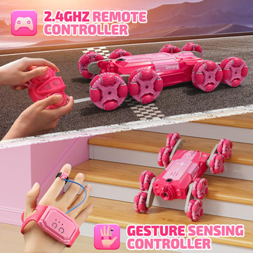 Carsky 8Wd Remote Control Cars Toys For Ages 8-13 Rc Stunt Drift Cars Kids 360Rotating Double Sided Gesture Sensing Toys For Boy