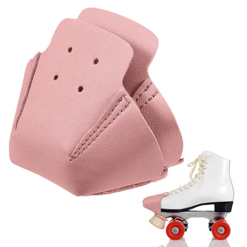 2 Pieces Roller Skate Toe Guards Artificial Leather Toe Guards Protectors For Quad Roller Skate (Pink,Solid Pattern)