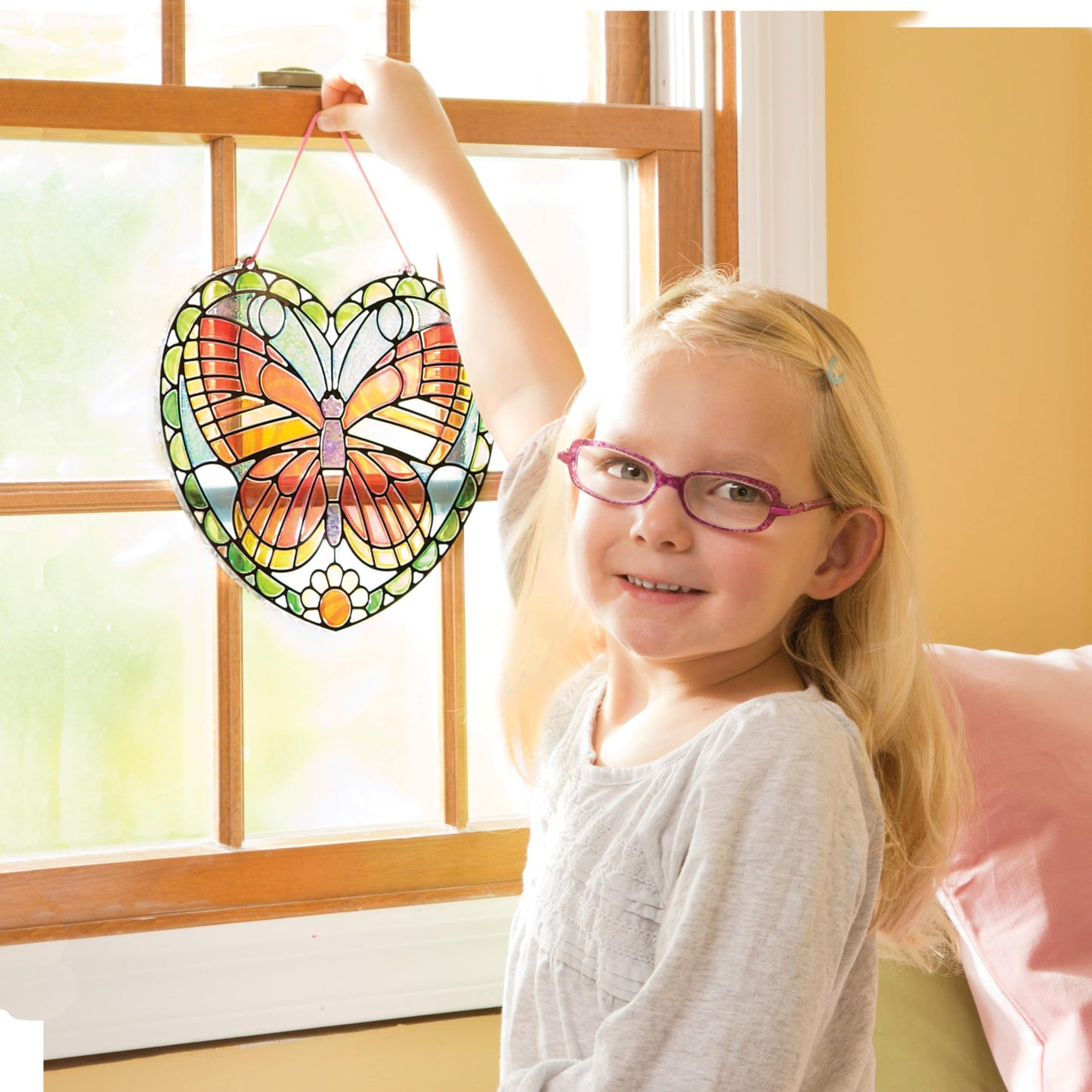 Melissa & Doug Stained Glass Made Easy Activity Kit: Butterfly - 140+ Stickers - Kids Sticker Stained Glass Craft Kit; Sun Catch