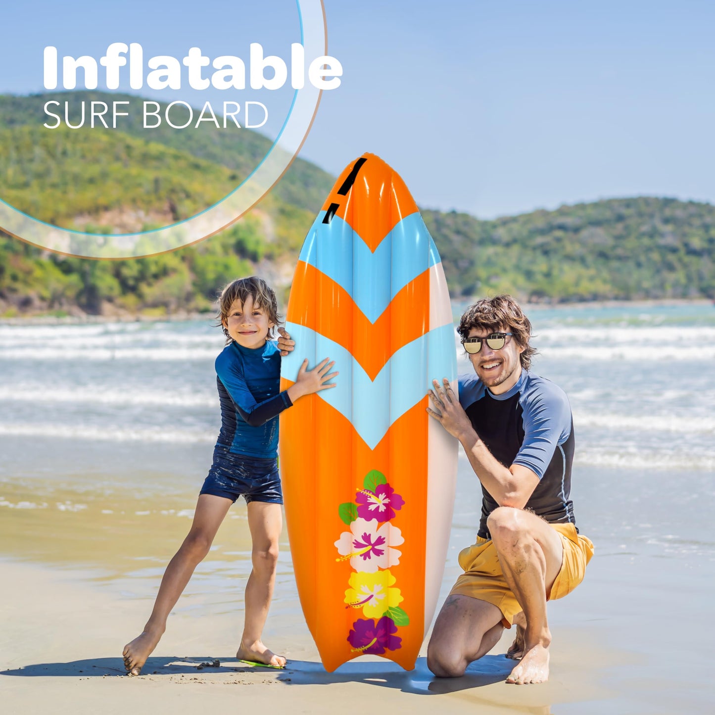 5.5 Ft Inflatable Surf Board Decoration, Pool Luau Parties Toy For Beach Inflatable Surfboard Float For Adults Kids Surfing Hawaiian Luau Beach Summer Party Prop Decoration By 4E'S Novelty