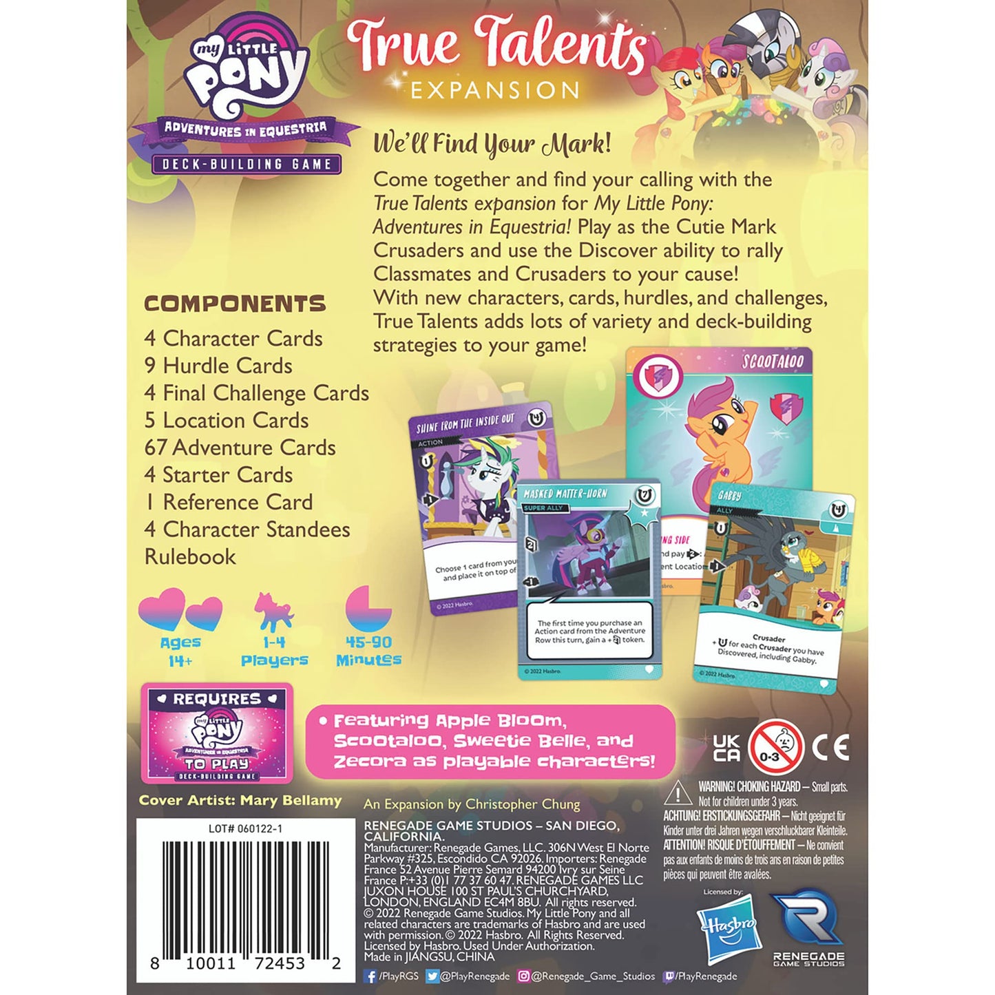 My Little Pony: Adventures In Equestria Deck-Building Game True Talents Expansion - New Characters / Cards/ Challenges & More, Renegade Game Studios, Ages 14+, 1-4 Players, 45-90 Min