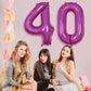 40 Balloon Laser Hot Pink, Self Inflating 40 Inch Number 40 Mylar Balloon Bright Pink Decor For Women, Foil Helium Iridescent Bi