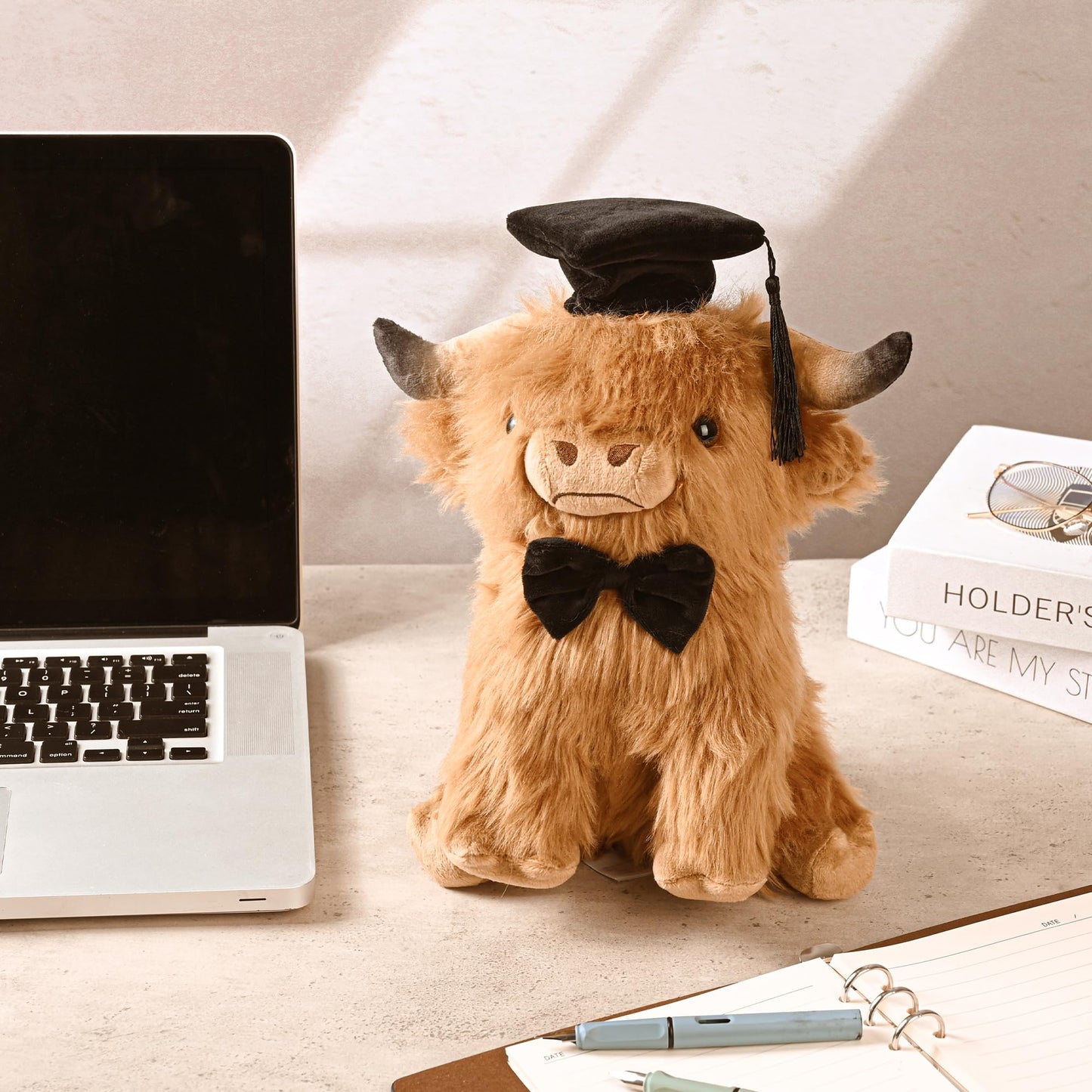 Yzxzm Graduation Highland Cow Stuffed Animal, Graduation Plush Gifts For Class Of 2024 Kindergarten Preschool High School & Coll