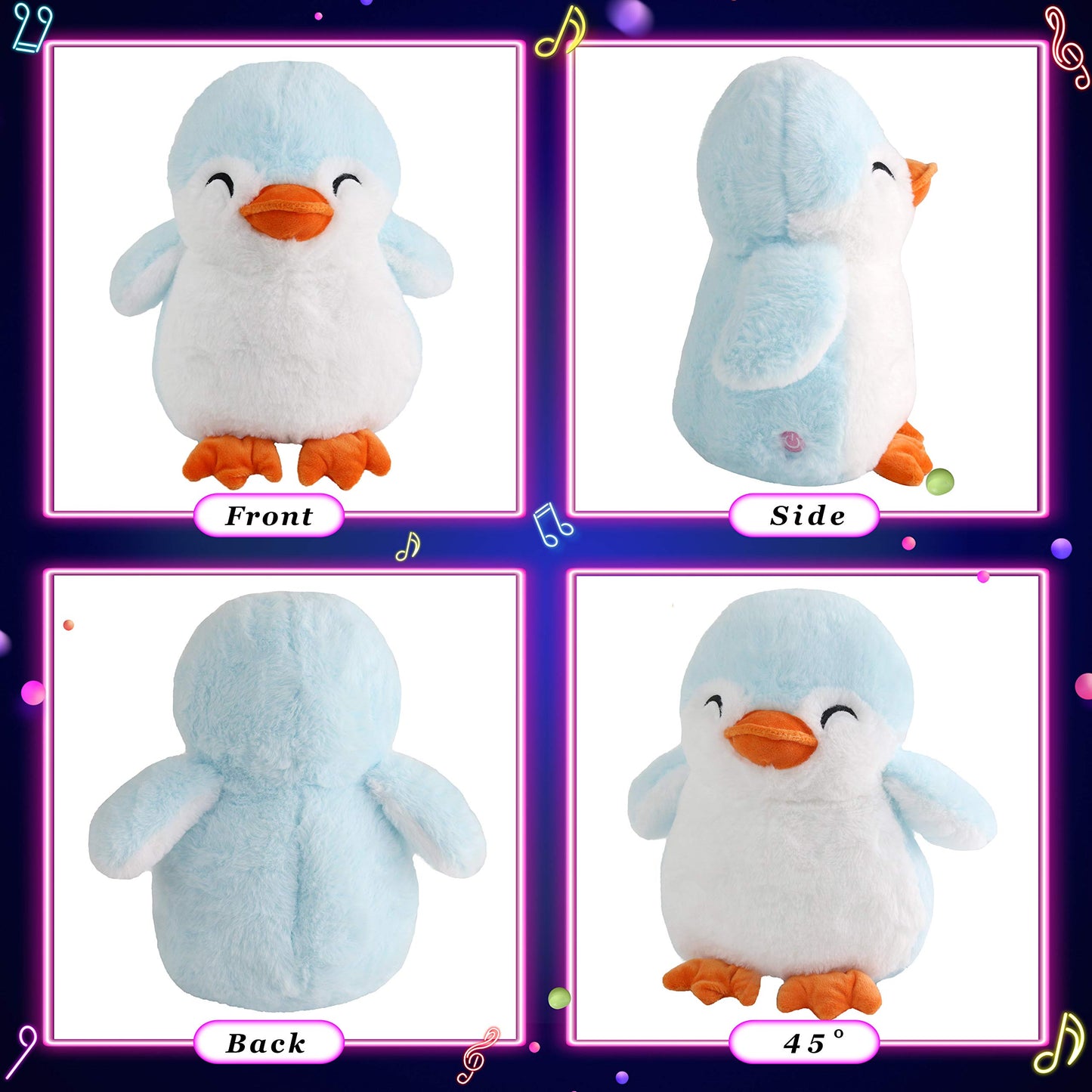 Glow Guards 12'' Plush Musical Penguin Stuffed Animal with LED Lights & Nursery Songs - Perfect Gift for Toddlers & Kids