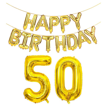 Shuntai 50Th Birthday Decorations Men 50 Balloon Number Gold Jumbo Foil Mylar Digital Balloons With Gold Letters Happy Birthday