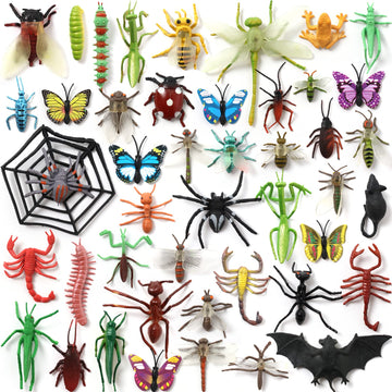 Doitem Insect Bug Toy Figures For Kids, 45Pack Realistic Insects Toy For Kid Colorful Assorted Play Bug For Children Toddler Education Insect Themed Party Gift For Halloween Filler Cupcake Topper