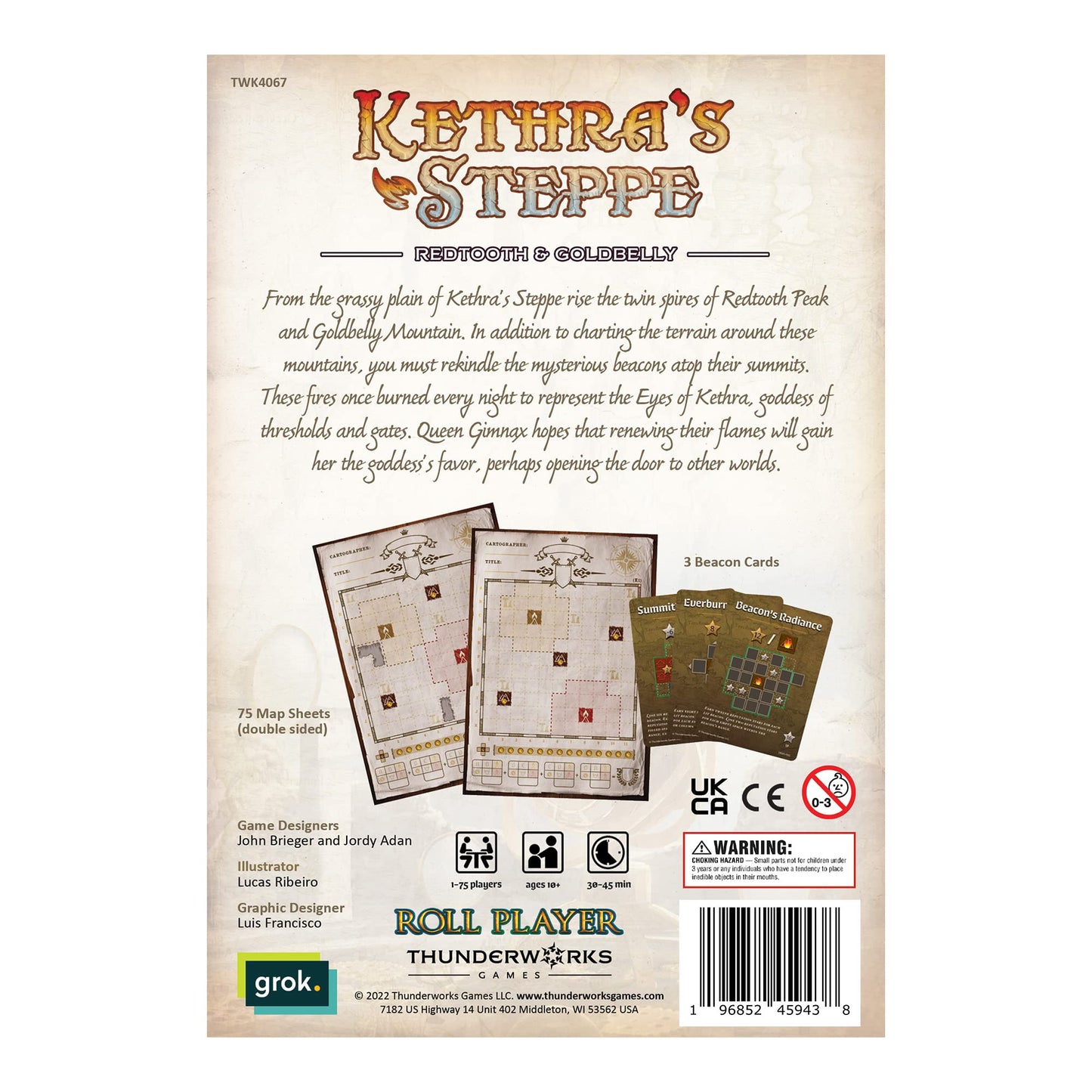 Thunderworks Games - Cartographers: Map Pack 5, Kethra’S Steppe |Expansion For The Award-Winning Game Of Fantasy Map Drawing | Strategy Flip And Write Board Game | Family Game For 1-75 Players