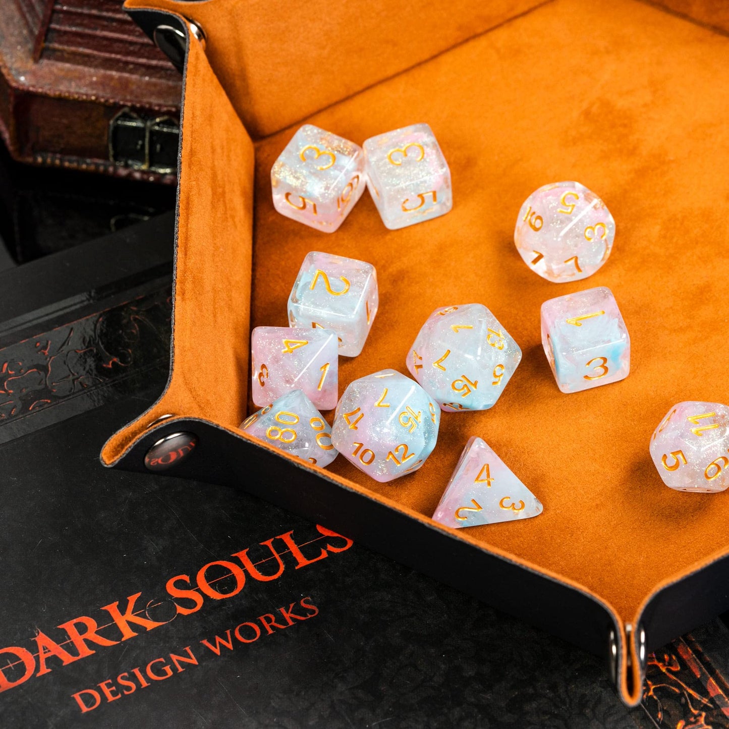 UDIXI 11 Piece Dice Set DND Polyhedral Dice Iridecent Swirls Dice for Role Playing Game Dungeons and Dragons, D&D Dice, (Pink &C