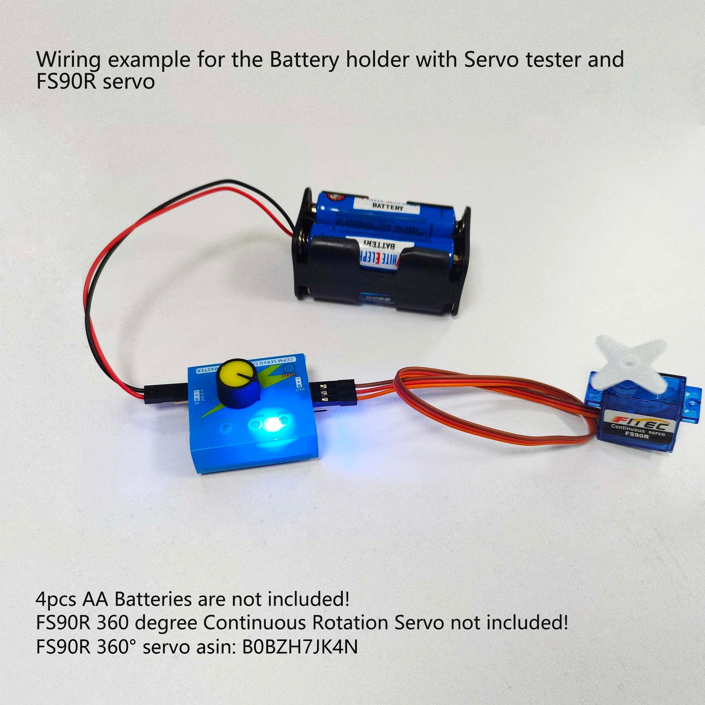 Wishiot 4 Cell AA Battery Holder Case with JR Connector 2P Black Red Wire + 3CH Digital Servo Tester ESC Speed Controller Checke