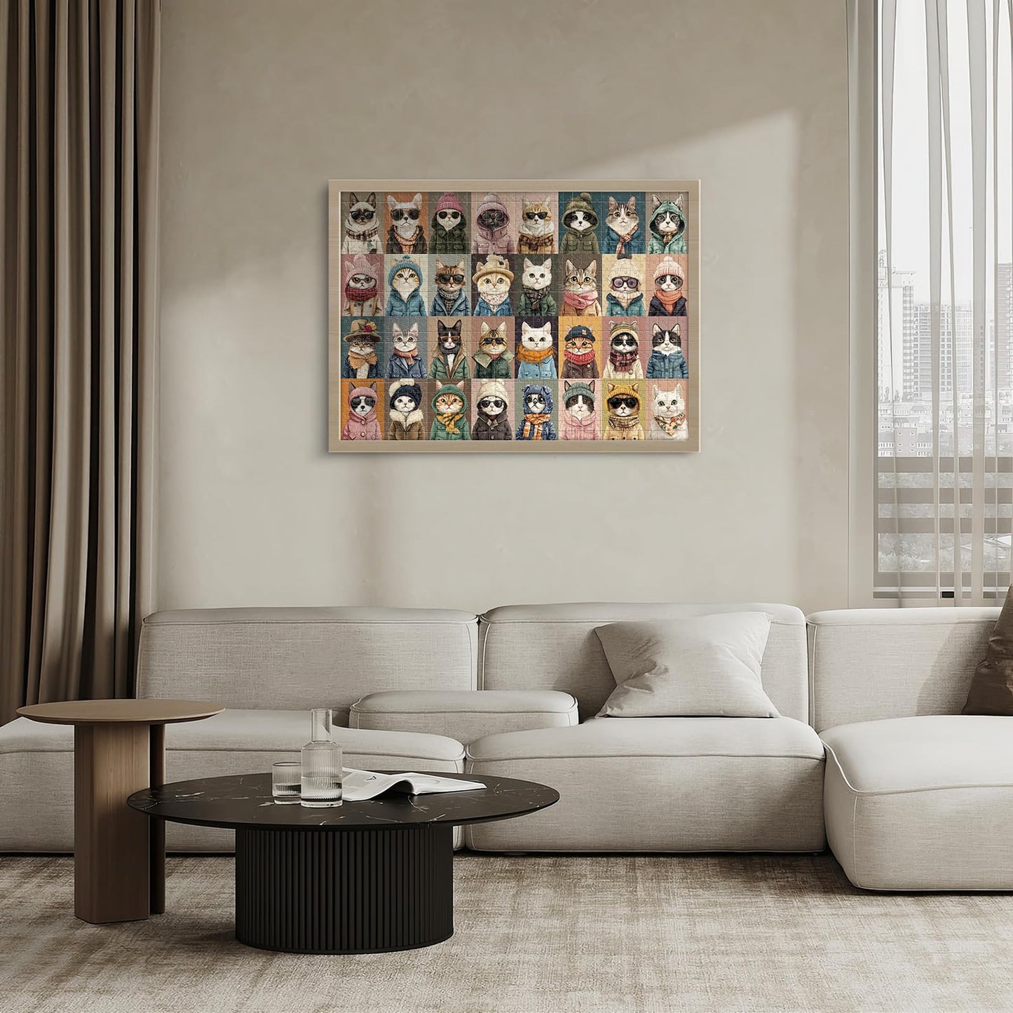 1000 Pieces Jigsaw Puzzles For Adults - Stylish Cats In Fashion - Unique Puzzle For Family And Friends - Challenging Puzzle Perf