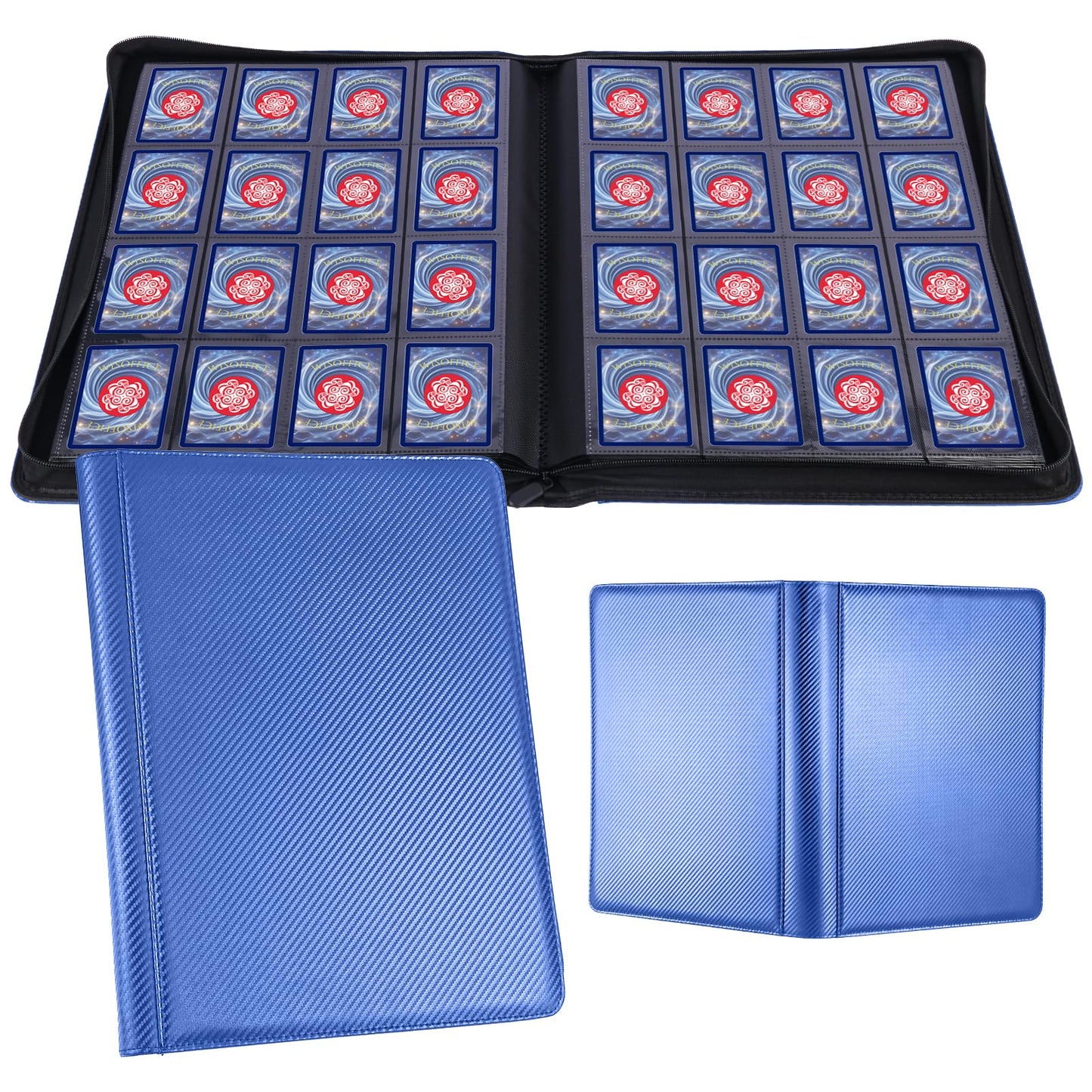 WisOffice enhanced 1000 Card Binder  Ringless Side Loading 16 Pockets Card Binder  1000 Pokcets Trading Card Album Fohlder for Lorcana  MTG  TCG  Game&Sports  Blue
