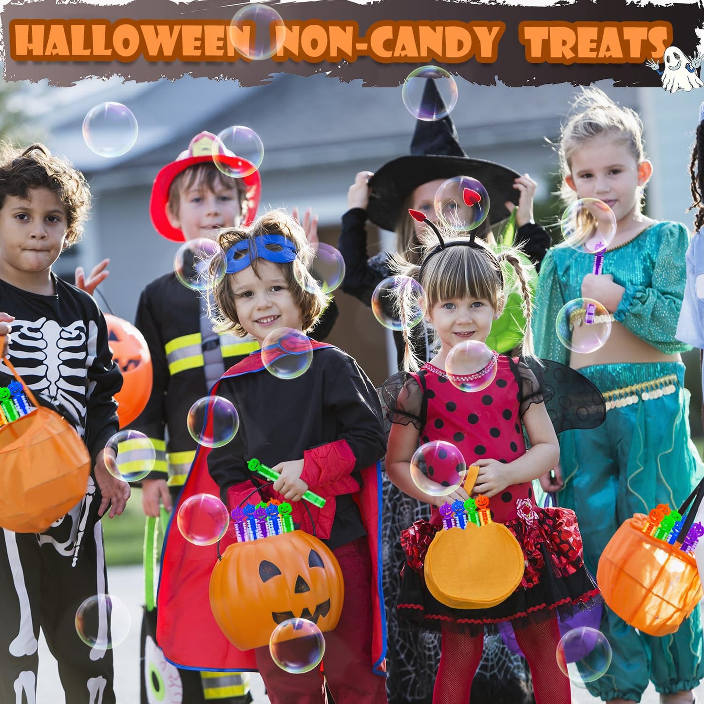 Halloween Mini Bubble Wands Toys Gifts Bulk 64 Pack, Halloween Birthday Party Favors Supplies Bucket Basket Goodie Bag Stuffer F