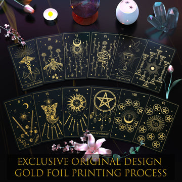 Acelion Original Tarot Card Set With Guide, 78 Pieces Of Tarot Cards With Gold Foil On The Surface, Fortune-Telling Game, Tarot For Beginners