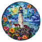 Wooden Puzzles for mature-themeds  Stained Glass Lighthouse Wooden Jigsaw Puzzles for mature-themeds 300 Pieces  Seaside Flower Wood Puzzles mature-themed  Gifts for Friends and Family  Wall Art Canvas Puzzle (L 13.4*13.4in)