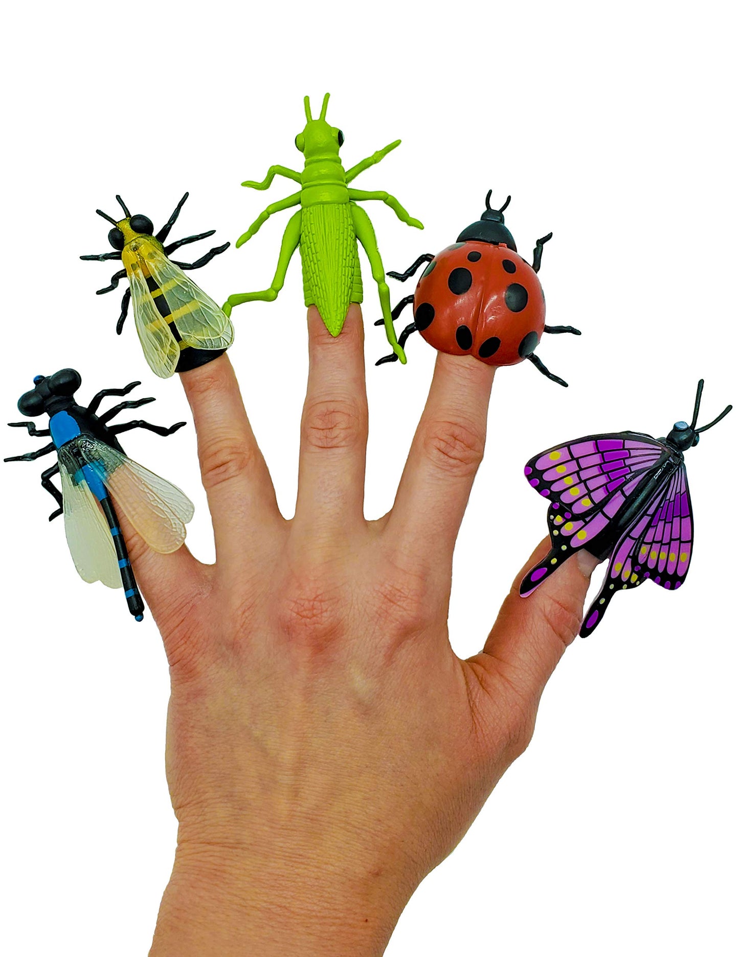 LMC Products Insect Finger Puppets - 12 Finger Puppet Bugs for Kids - Bug Toys