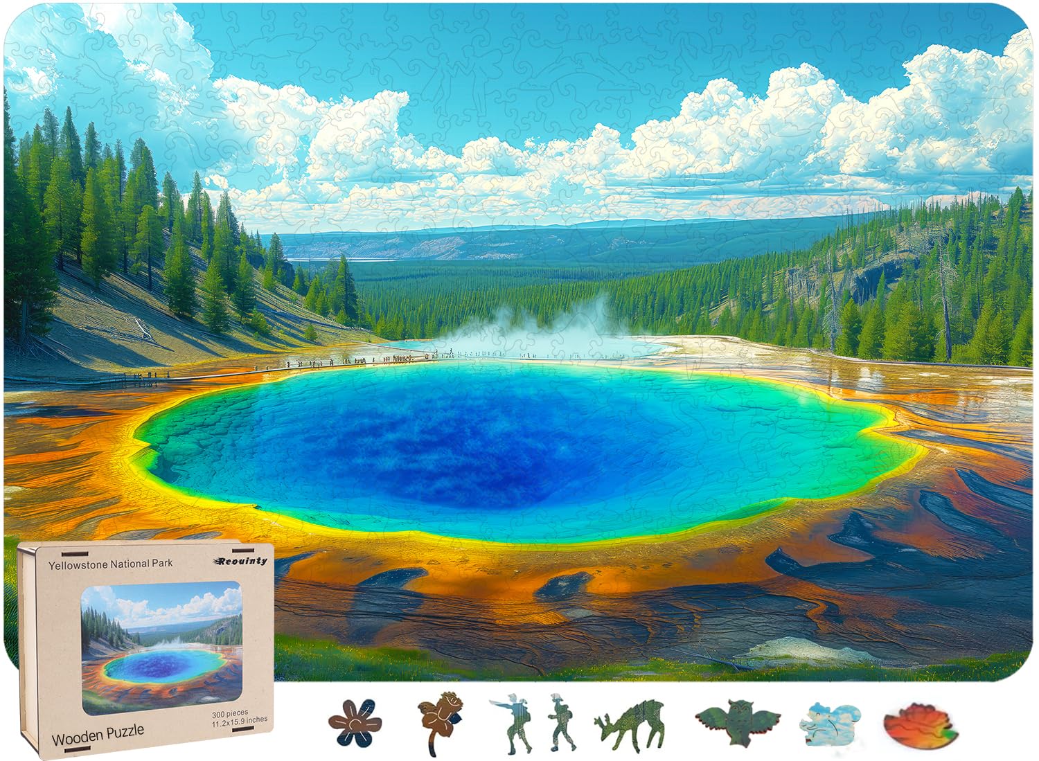 National Parks Puzzle for Kid 300 Piece  Landscape Jigsaw Puzzle  Yellowstone Park Puzzle  Spring Puzzle  Wooden Puzzle for Valentine's Day Mother's Day Puzzle Gifts for mature-themed and Teens(11.2 * 15.9in)