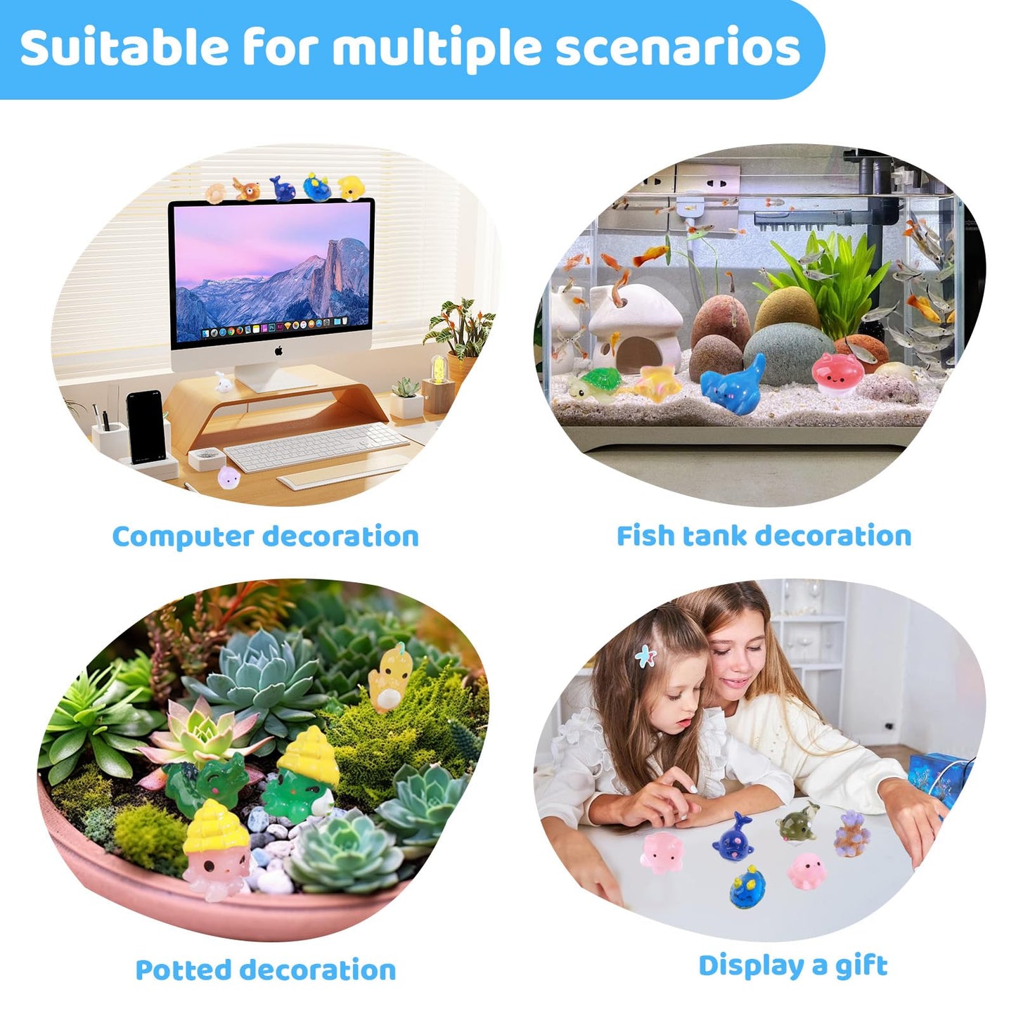dsooldre 50pcs Mini Ocean Resin Animals Tiny Sea Animals Figurines Marine Miniature Plastic Animals Aquarium Ornaments Decoratio