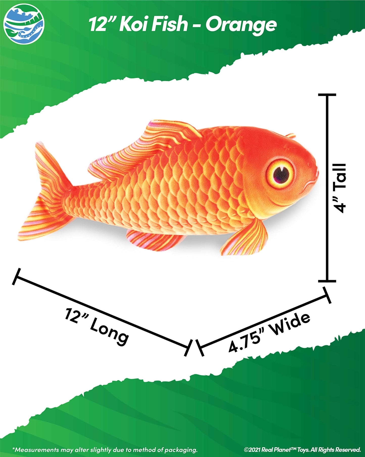 Real Planet Sea Life Plush - Realistic Stuffed Animal Gift For Kids All Ages, Ocean Marine Creature Plushie, Fun Christmas Birthday Gifts (Koi Fish, 12') (12' Long)