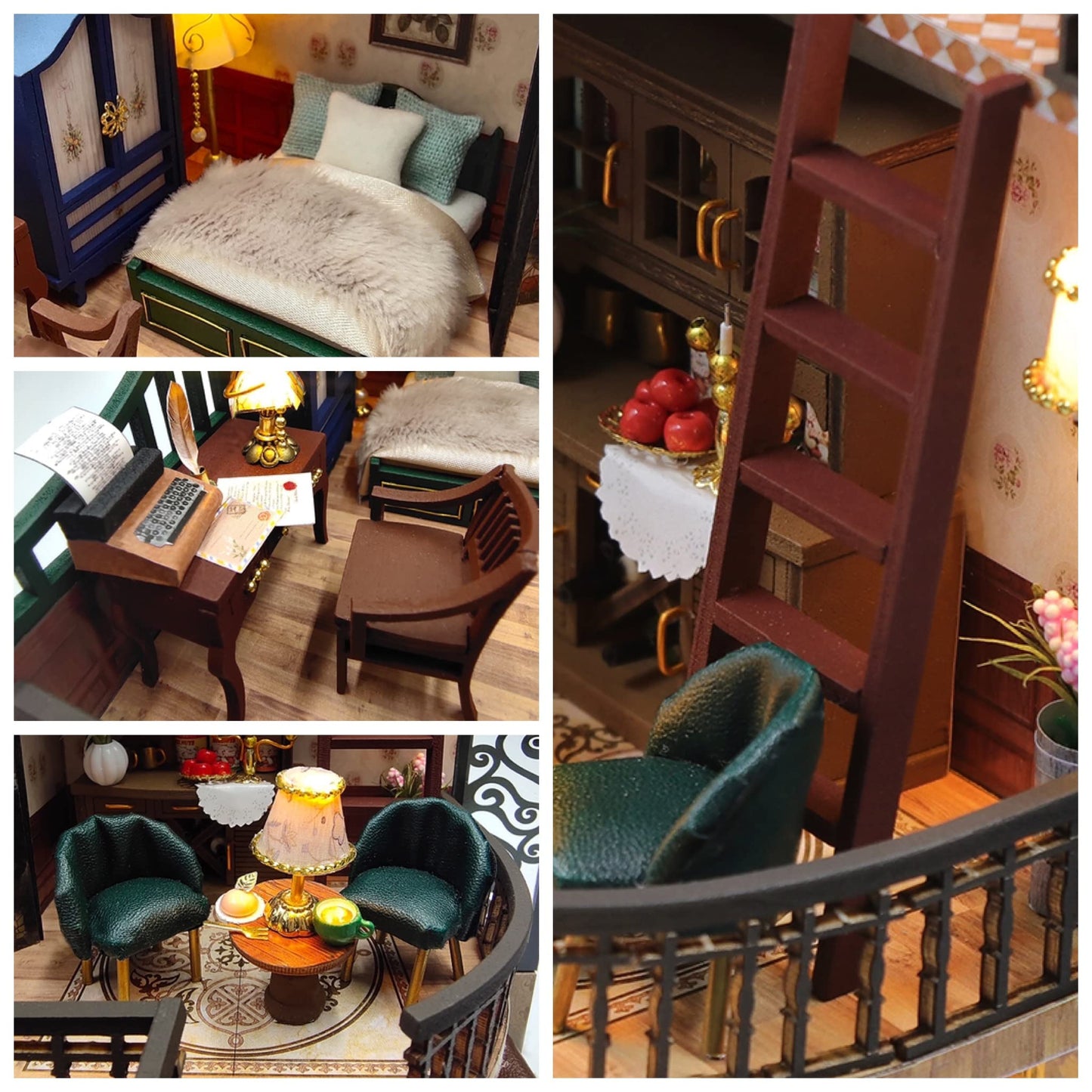 Lannso DIY Dollhouse Miniature Kit with Music Box, Wooden, 24x17x23.5 cm, M2132, Dust Proof Cover, Ideal for Adult Gifts