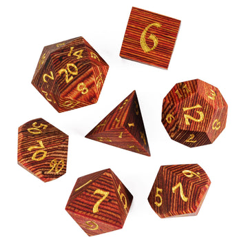 Hddais Dnd Dice Set, 7Pcs D&D Dice Set With Iron Box, Wood Polyhedral Dice Set For Dungeons And Dragons Role Playing Games(Red B