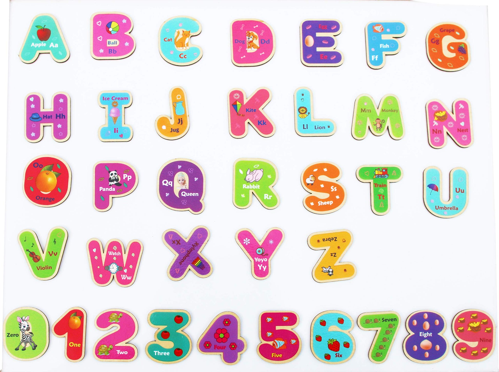 Toys of Wood Oxford Wooden Magnetic Letters and Numbers - Fridge Magnets for Kids- Alphabet Letter and Number Magnets for Children- ABC and Spelling Learning Toy