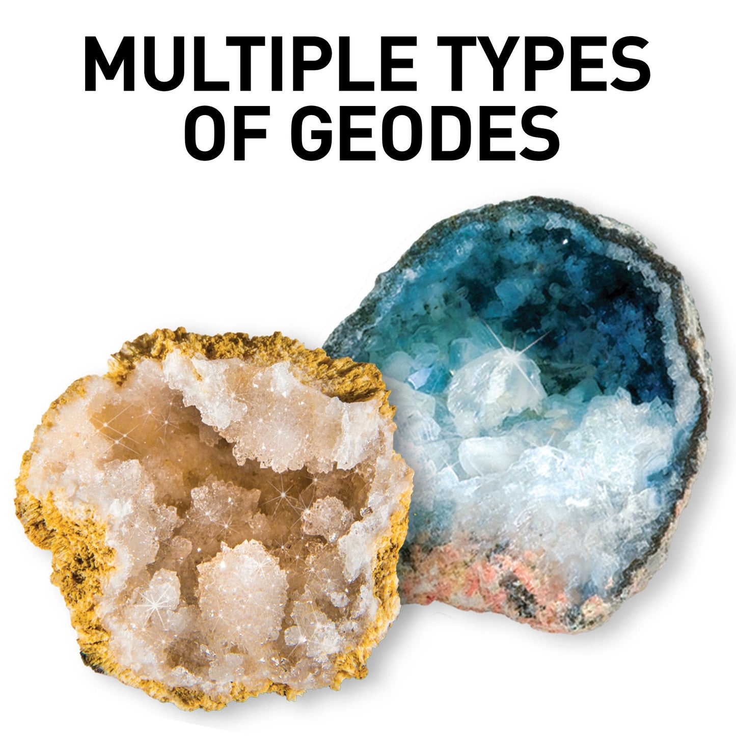 National Geographic Break Open 2 Geodes Science Kit – Includes Goggles, Detailed Learning Guide And Display Stand - Great Stem Science Gift For Mineralogy And Geology Enthusiasts Of Any Age