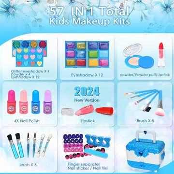 Kids Makeup Toys for Girls - Safe and Washable Makeup for Kids, Kids Makeup Kit for Girl, Real Girls Makeup Kit for Kids Toddler