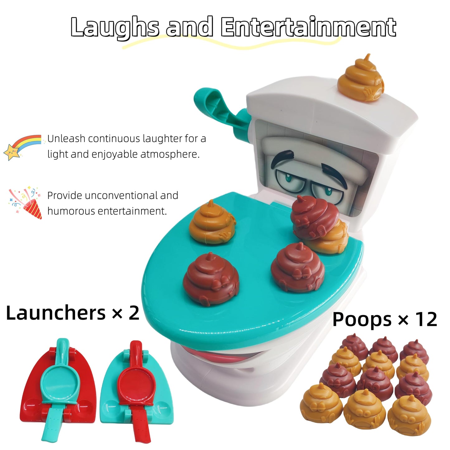 Ybgocot Poop Game - Floor Shooting Game for Kids 4-12, Standard Size, Plastic, Toilet Poop Color, Model 007-125