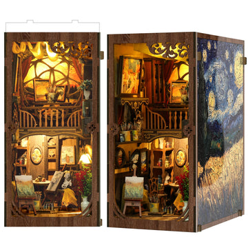 Sunnino Book Nook Kit - Diy Miniature House Kit 3D Wooden Puzzles Doll House Diy Book Nook Kits For Adults Creative Gift For Tee