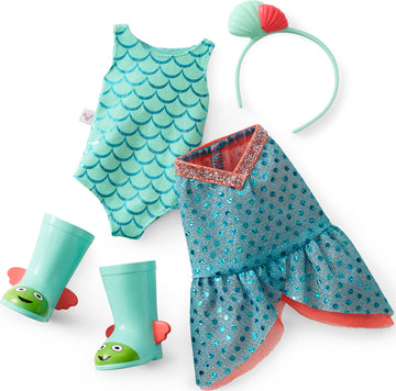 American Girl WellieWishers 14.5 Camille Doll - Blue Leotard, Mermaid Skirt, Headband & Boots, Ages 4+