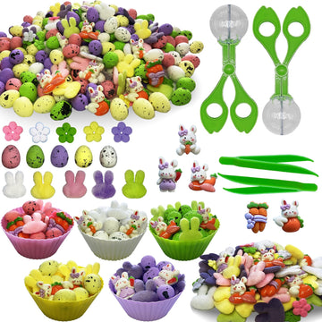 Unvola 226Pcs Easter Sensory Bin Filler Fine Motor Toys Spring Sensory Bin Items 100 Easter Foam Eggs 50 Felt Easter Flowers 50
