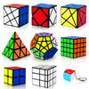 Coolzon Speed Cube Set - 9 Pack Magic Cubes, Plastic Puzzles for Kids & Adults, Includes Pyraminx, 2x2, 3x3, 4x4,