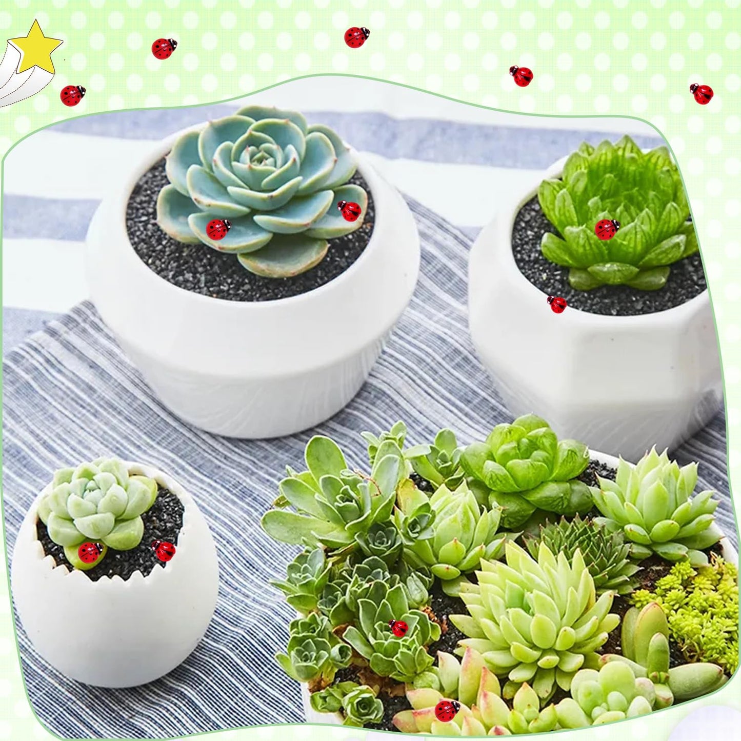 100Pcs Mini Ladybug Decor For Dollhouse Resin Tiny Ladybugs For Crafts Micro Miniature Ladybug For Fairy Garden Dollhouse Micro
