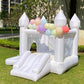 White Wedding Inflatable Bounce House with Blower Jump House with Slide for Kids Party Wedding Family Castle 9ftL