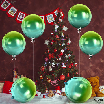 Katchon, Big Gradient Green Mylar Balloons - 22 Inch, Pack Of 6 | 4D Green Foil Balloons | St Patricks Day Balloons For St Patricks Day Decorations | Metallic Green Balloons | Green Party Decorations