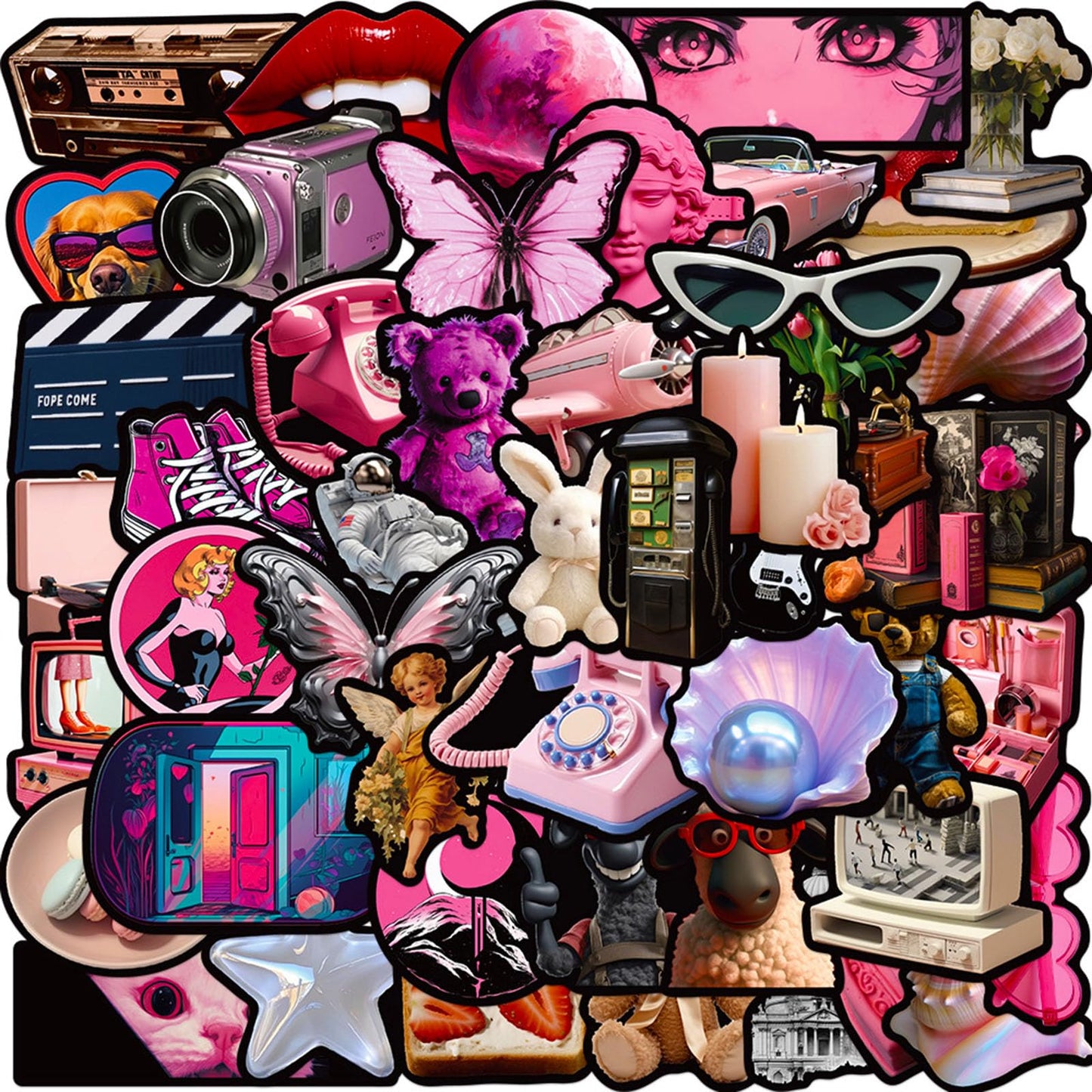 DothRayan 100Pcs Cool Trendy Y2K Stickers, Aesthetic Downtown Girls Stickers Pack for Water Bottle Funny Waterproof Sticker for 